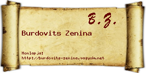 Burdovits Zenina névjegykártya
